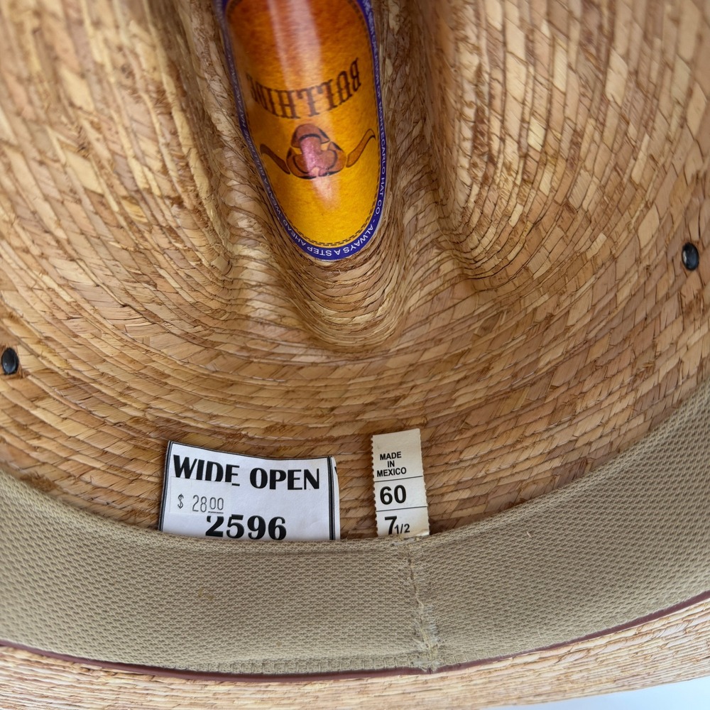Bullhide Montecarlo Hat Co Straw Cowboy Hat Tan Western Wide Brim Mens 7 1/2 60